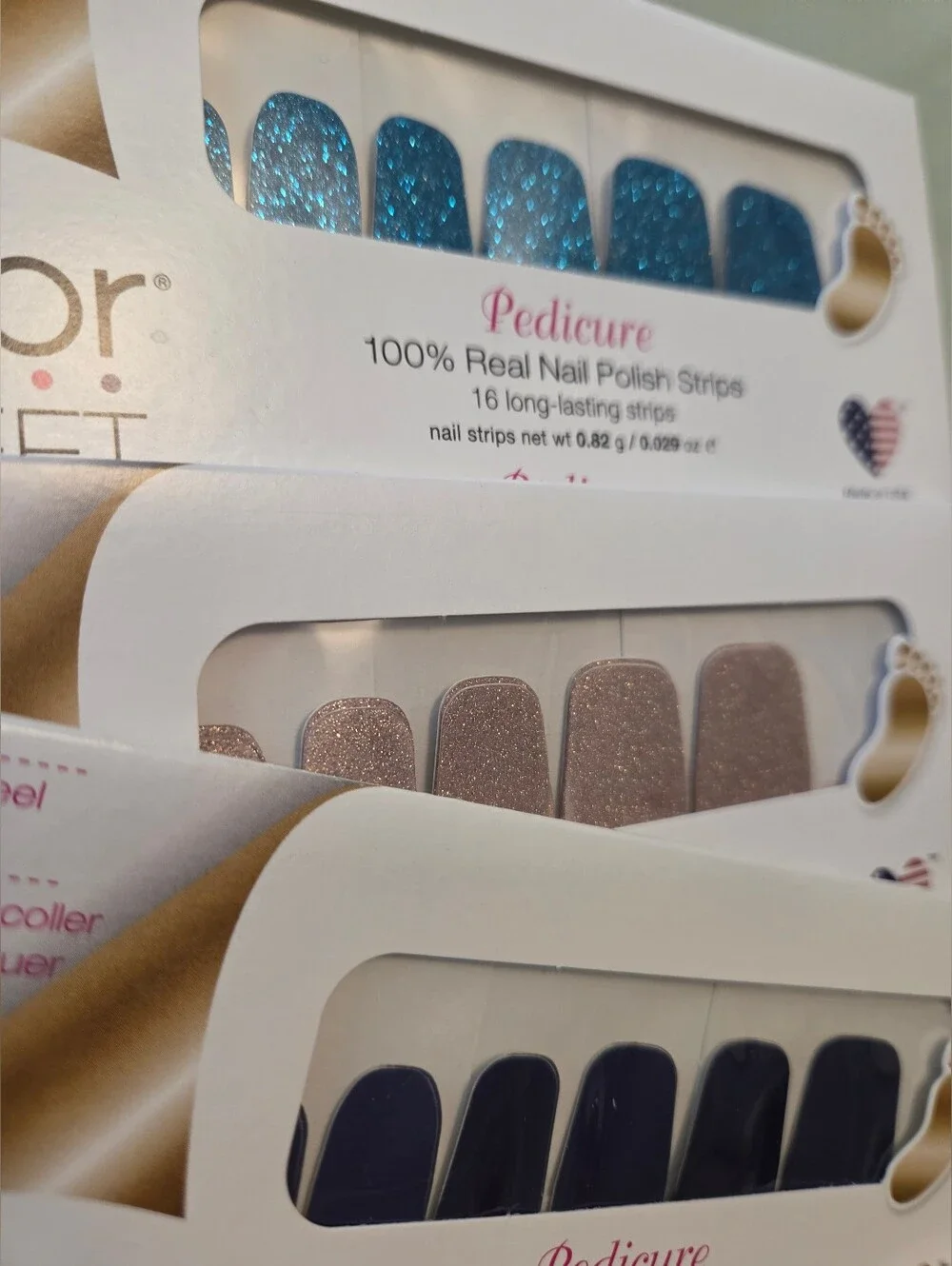 Color Street Pedicure Nail Strips — Pink, Purple, Blue & Gold Tones NEW 4 Sets